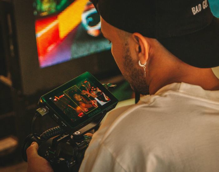 Reviewing footage after a shoot