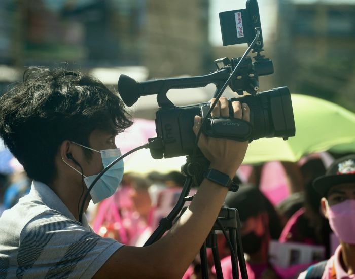 Stand-up to camera practice